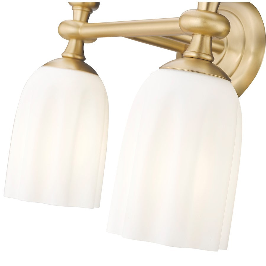 2 Light 14" Bathroom Vanity Light, Modern Gold