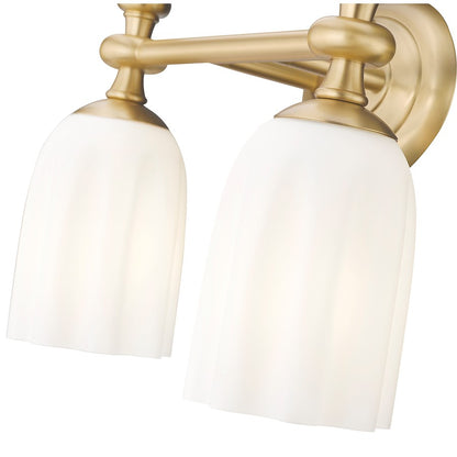 2 Light 14" Bathroom Vanity Light, Modern Gold