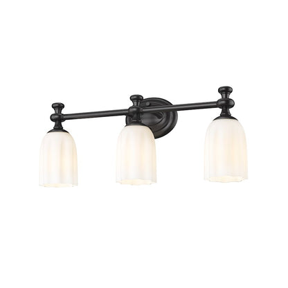 3 Light 22" Bathroom Vanity Light, Matte Black