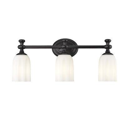 3 Light 22" Bathroom Vanity Light, Matte Black