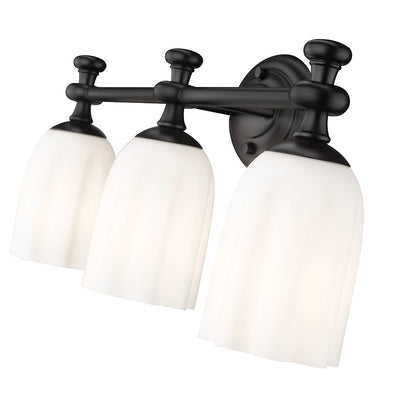 3 Light 22" Bathroom Vanity Light, Matte Black