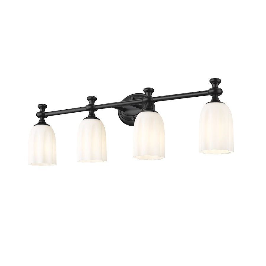 4 Light 31.25" Bathroom Vanity Light, Matte Black