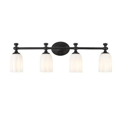 4 Light 31.25" Bathroom Vanity Light, Matte Black