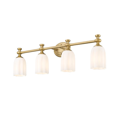 Orion 4 Light 31.25" Bathroom Vanity Light, Modern Gold/Opal Etched