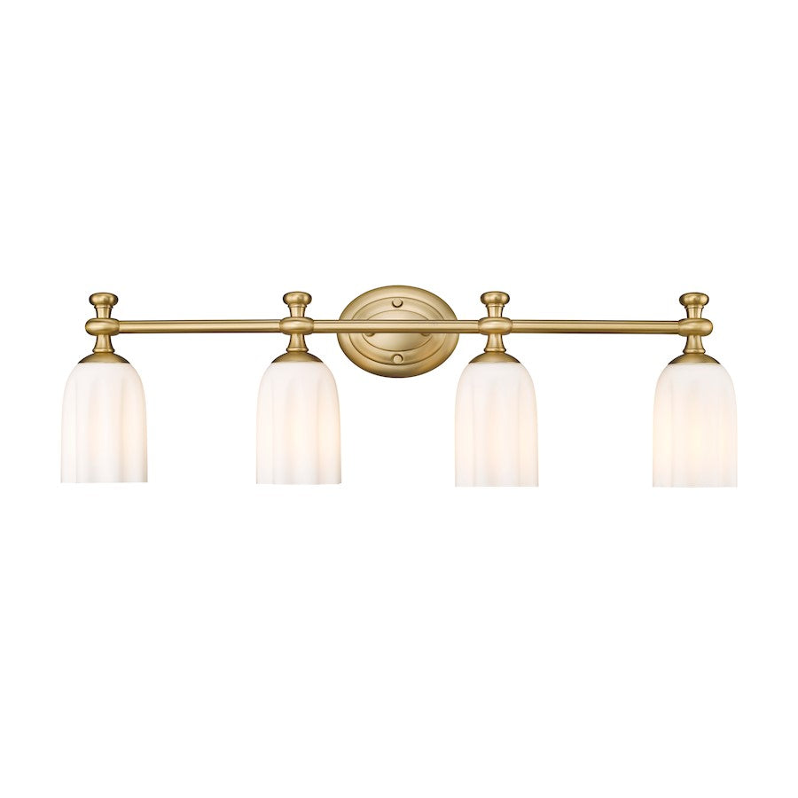 Orion 4 Light 31.25" Bathroom Vanity Light, Modern Gold/Opal Etched