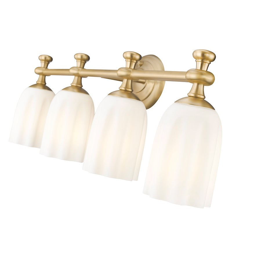 Orion 4 Light 31.25" Bathroom Vanity Light, Modern Gold/Opal Etched