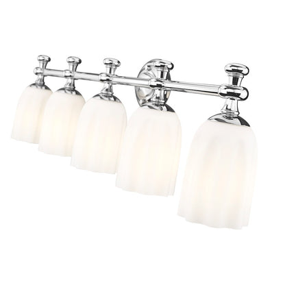 Orion 5 Light 40.25" Bathroom Vanity Light, Chrome/Opal Etched