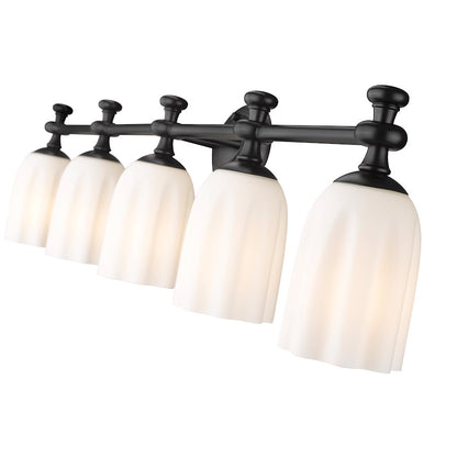 5 Light 40.25" Bathroom Vanity Light, Matte Black