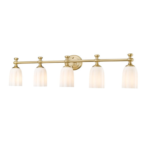 Z-Lite Orion 5 Light 40.25" Vanity, Modern Gold/Opal Etched - 1102-5V-MGLD