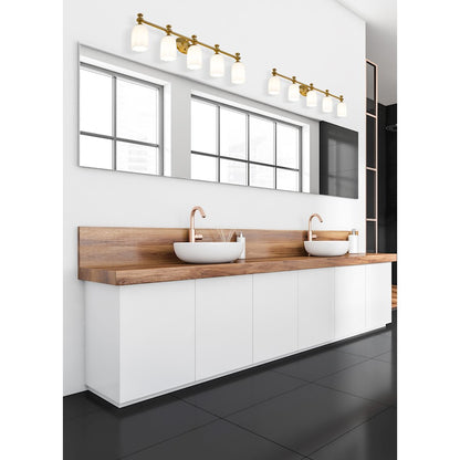 5 Light 40.25" Bathroom Vanity Light, Modern Gold