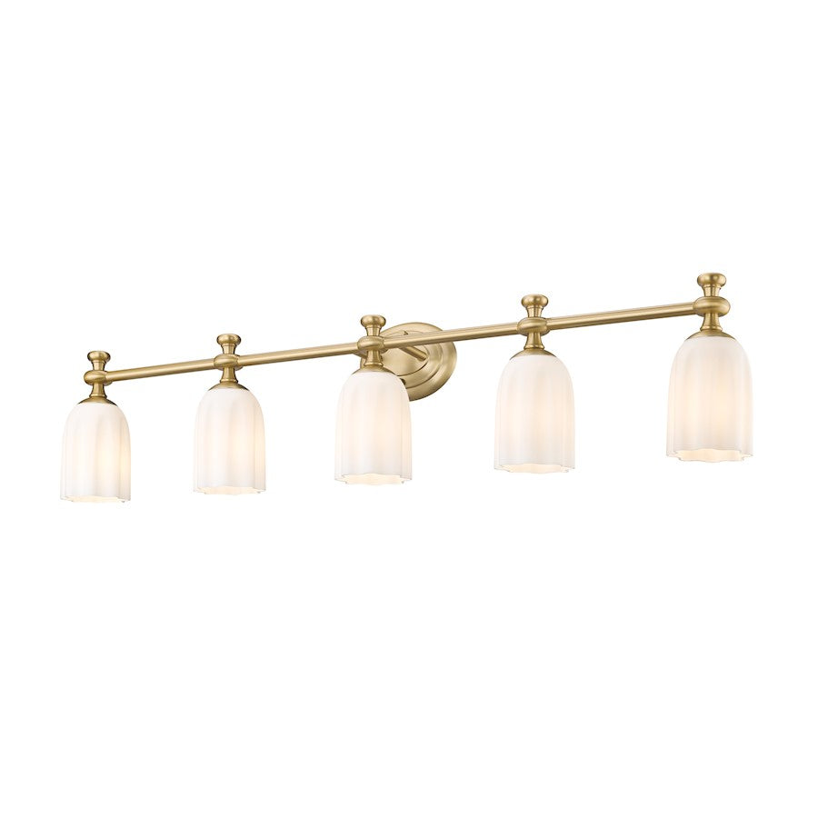 5 Light 40.25" Bathroom Vanity Light, Modern Gold