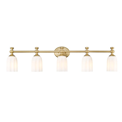 5 Light 40.25" Bathroom Vanity Light, Modern Gold