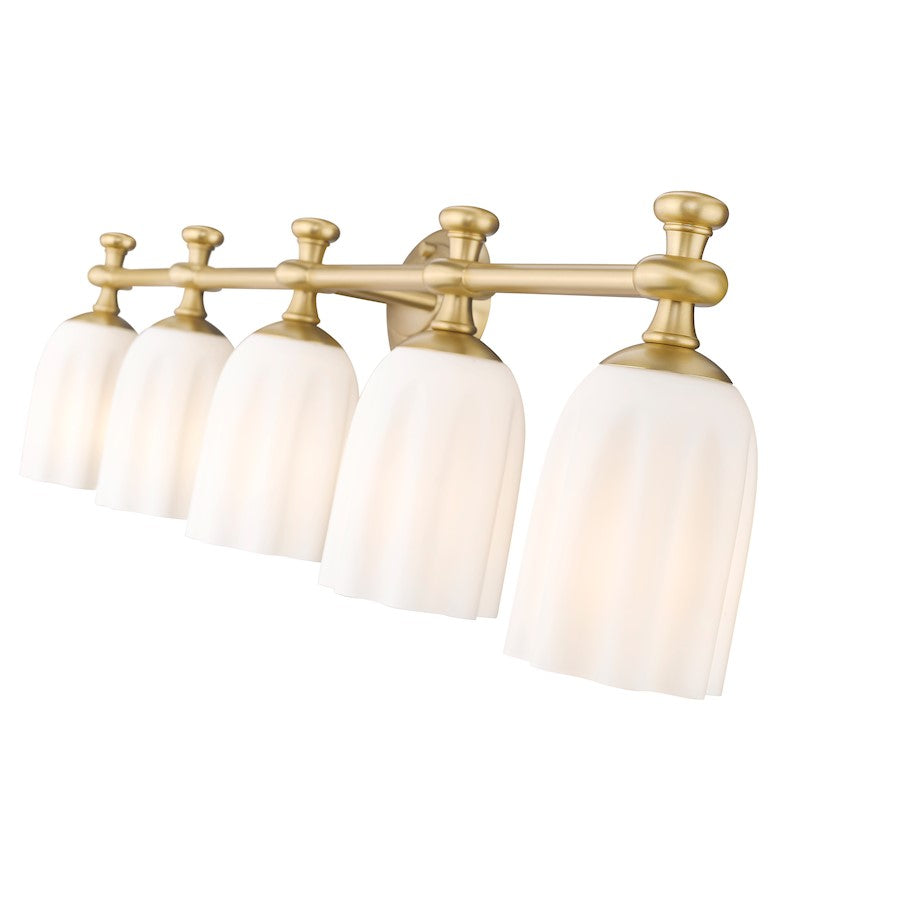 5 Light 40.25" Bathroom Vanity Light, Modern Gold