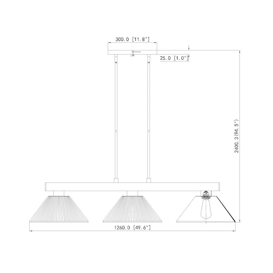 3 Light Billiard, Modern Gold