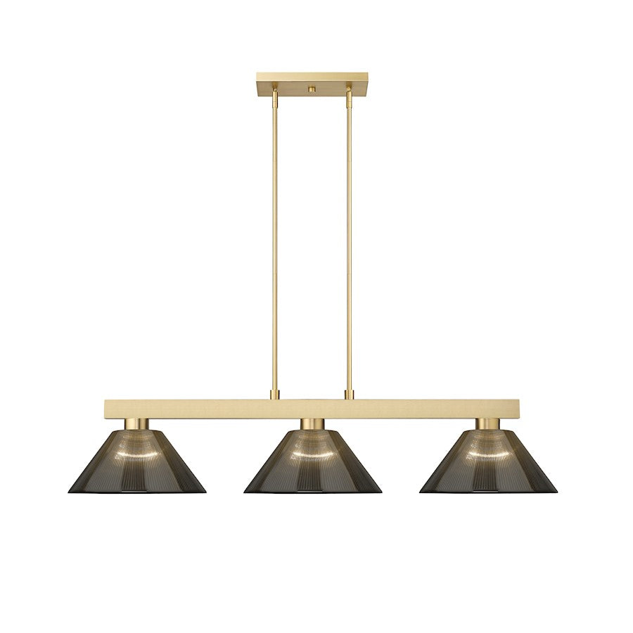 3 Light Billiard, Modern Gold/Smoke