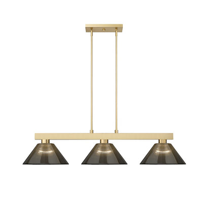 3 Light Billiard, Modern Gold/Smoke