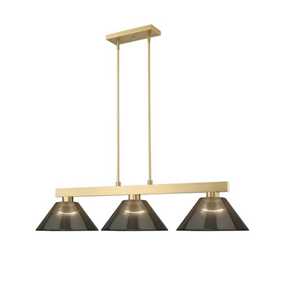 3 Light Billiard, Modern Gold/Smoke