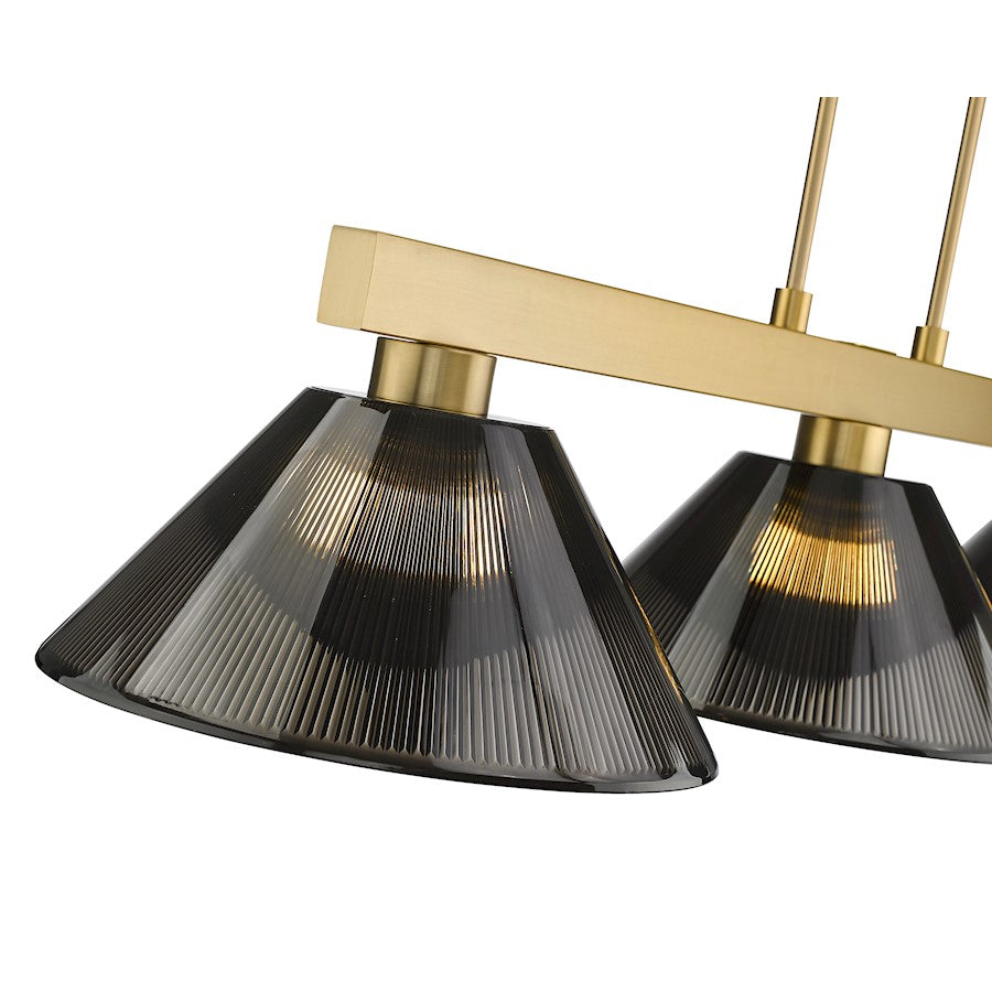 3 Light Billiard, Modern Gold/Smoke