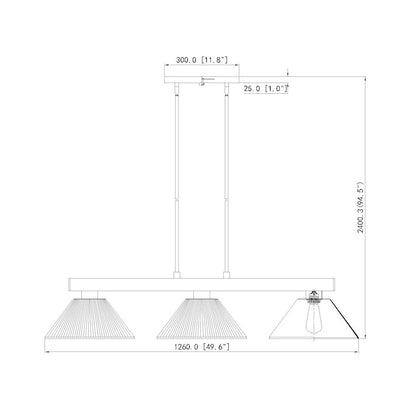 3 Light Billiard, Modern Gold/Smoke