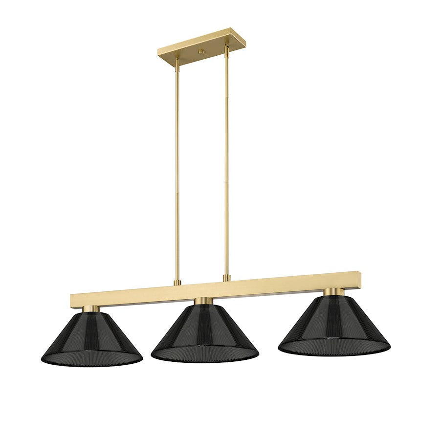 3 Light Billiard, Modern Gold/Smoke