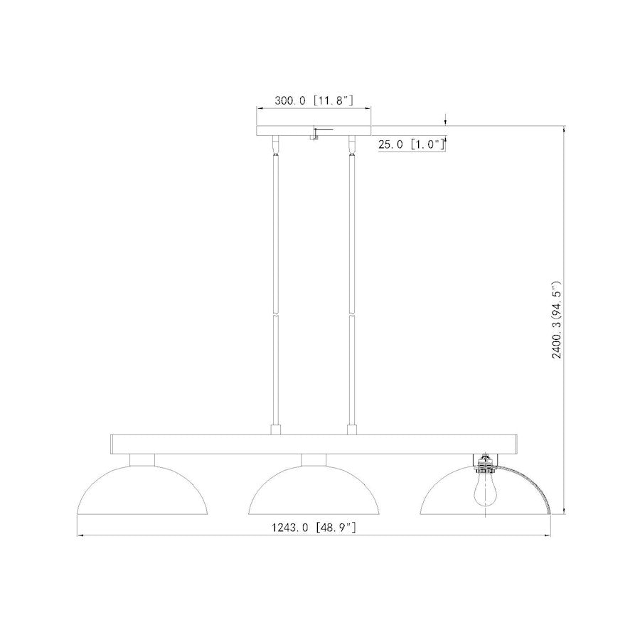 3 Light 13" Billiard, Modern Gold