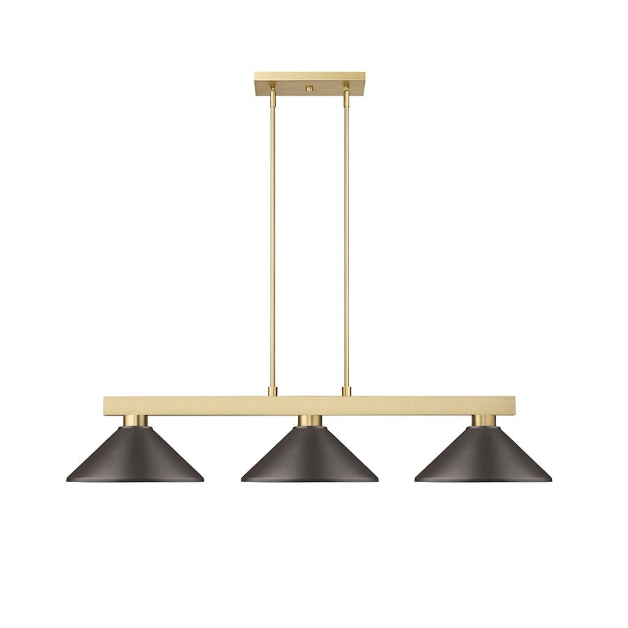 3 Light Billiard, Modern Gold/Bronze