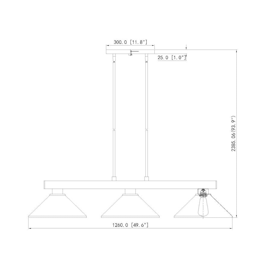 3 Light Billiard, Modern Gold