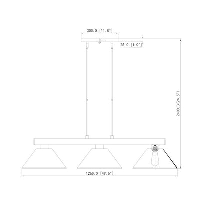 3 Light Billiard, Modern Gold/White