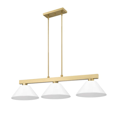 3 Light Billiard, Modern Gold/White