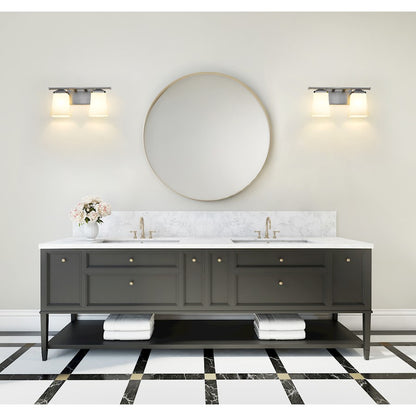 2 Light Bathroom Vanity Light, Etched Opal