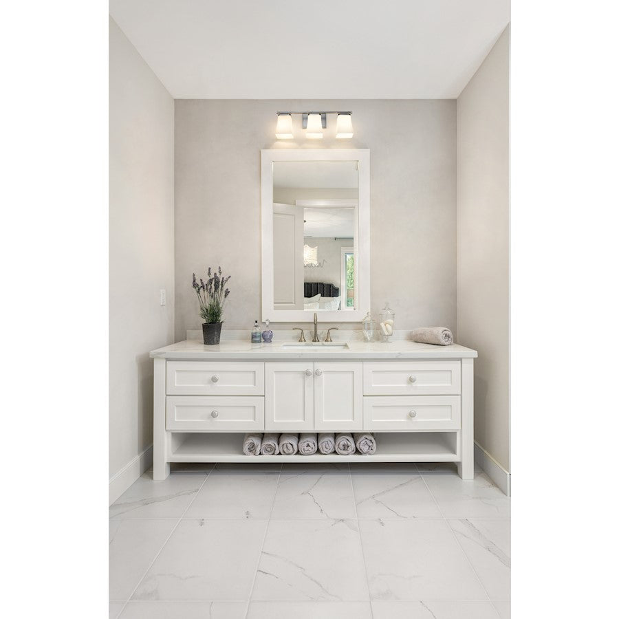 3 Light Bathroom Vanity Light, Etched Opal