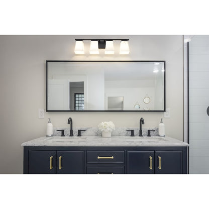 4 Light Bathroom Vanity Light, Etched Opal