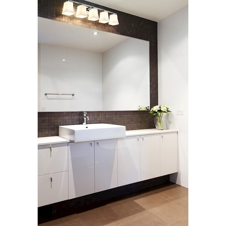 5 Light Bathroom Vanity Light, Etched Opal