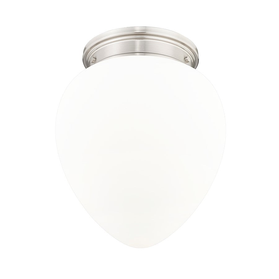 Z-Lite Gideon 1 Light 12" Flush Mount, Brushed Nickel/Etched Opal