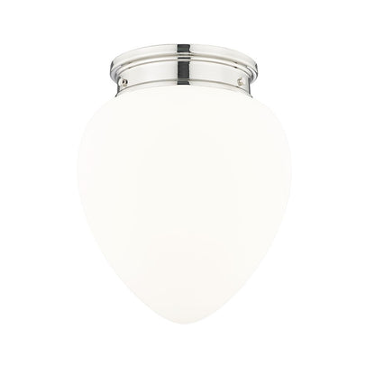 Z-Lite Gideon 1 Light 13" Flush Mount, Polished Nickel/Etched Opal - 1945F12-PN