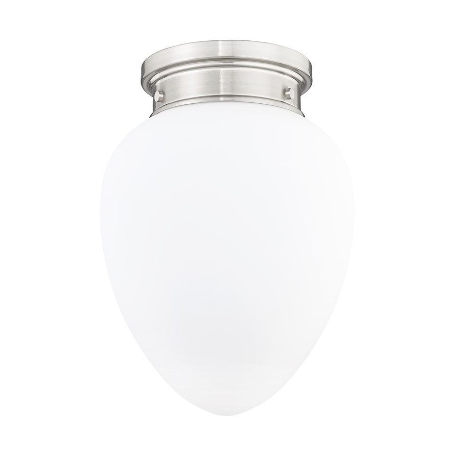 Z-Lite Gideon 1 Light 10" Flush Mount, Brushed Nickel/Etched Opal