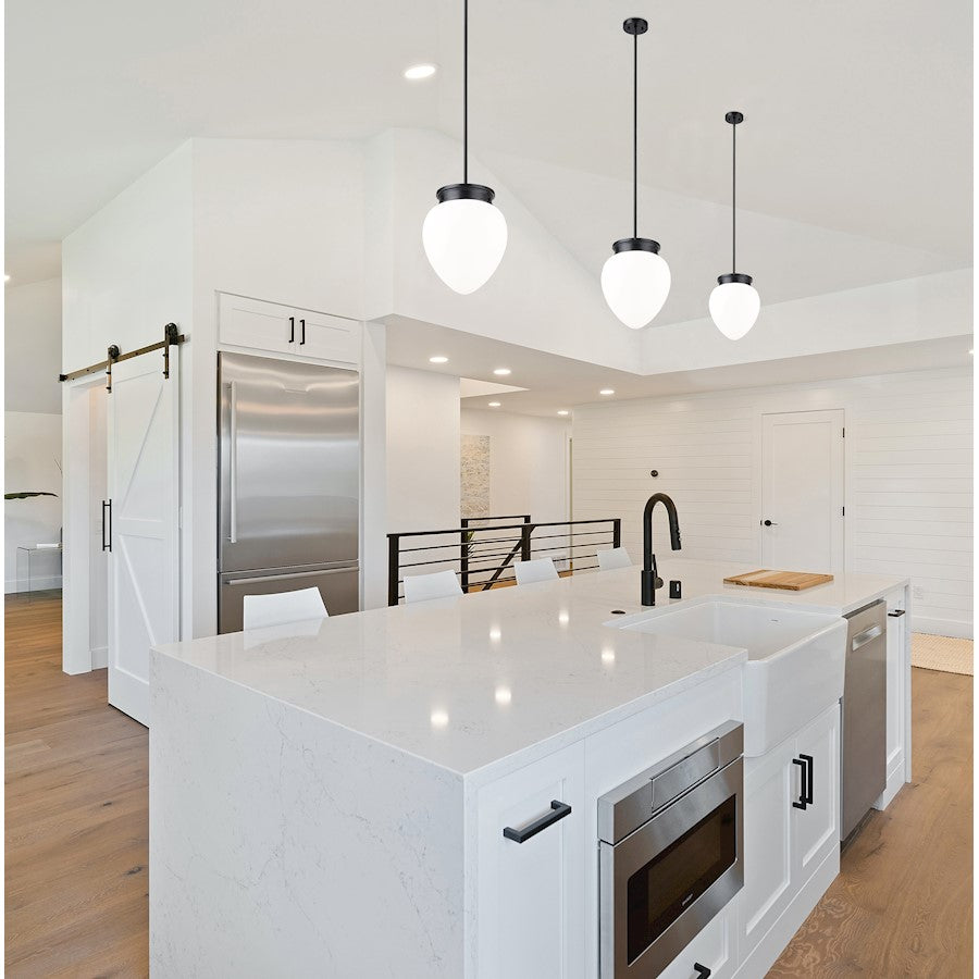 1 Light 13" Pendant, Matte Black