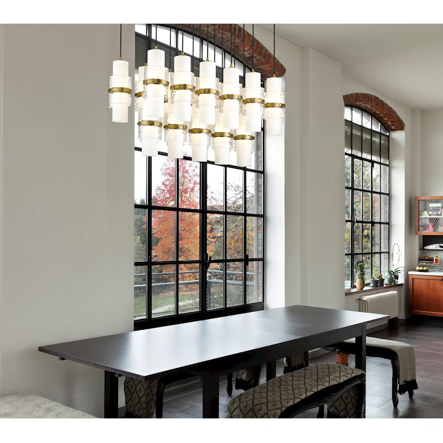 17 Light Linear Chandelier, Gold