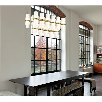 17 Light Linear Chandelier, Gold