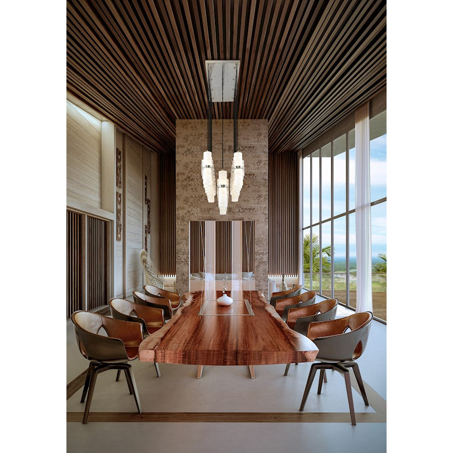 23 Light Linear Chandelier, Nickel