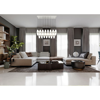 23 Light Linear Chandelier, Nickel