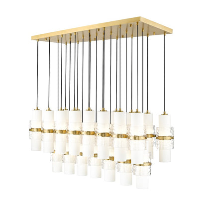 Z-Lite Cayden 23 Light Linear Chandelier, Gold/Clear/Etch Opal - 1946P-23L-MGLD