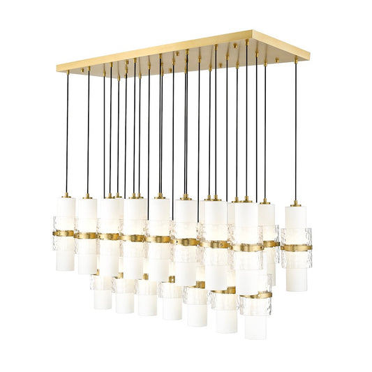Z-Lite Cayden 23 Light Linear Chandelier, Gold/Clear/Etch Opal - 1946P-23L-MGLD