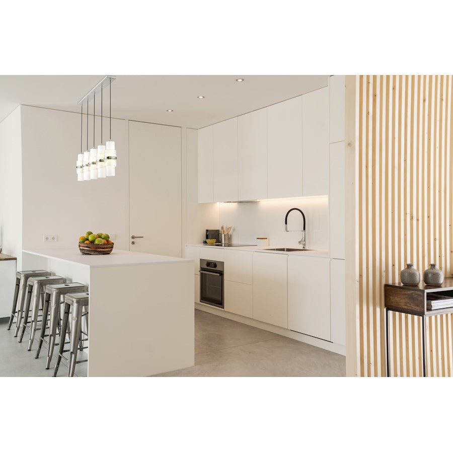 5 Light Linear Chandelier, Nickel