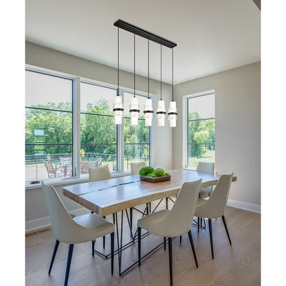 5 Light Linear Chandelier, Black