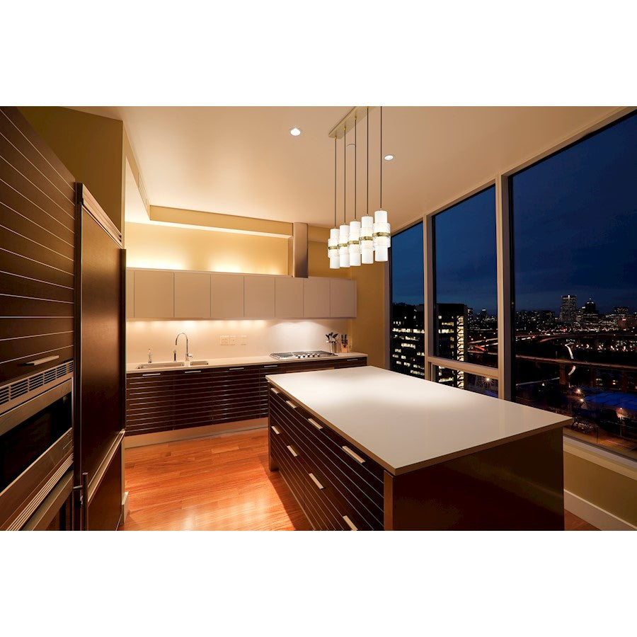 5 Light Linear Chandelier, Gold