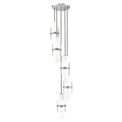 Z-Lite Cayden 5 Light Chandelier, Brushed Nickel/Clear/Etched Opal - 1946P-5R-BN
