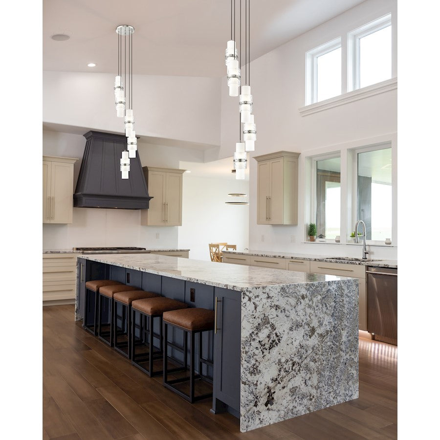 5 Light Chandelier, Brushed Nickel