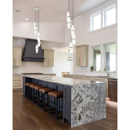 5 Light Chandelier, Brushed Nickel
