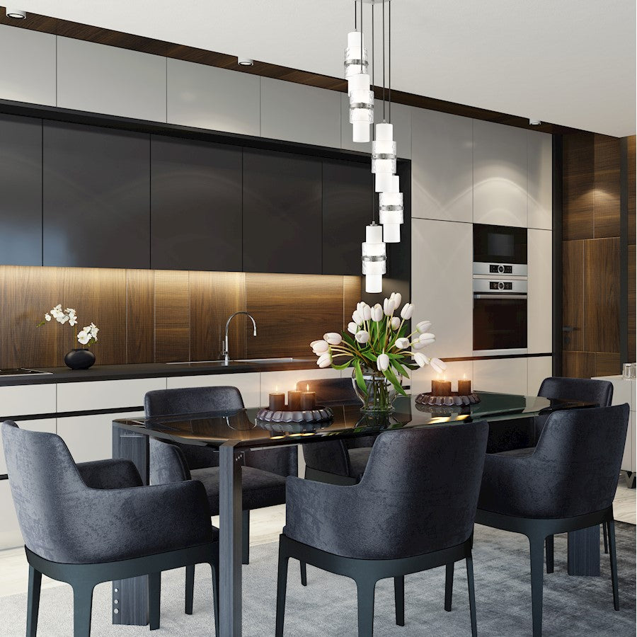 5 Light Chandelier, Brushed Nickel